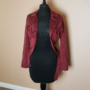Red Studded Moto Jacket